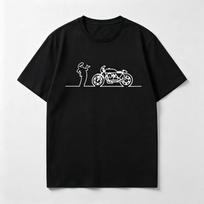 Vintage Motorcycle Line Art T Shirt for Unisex Casual Cotton Short Sleeve Biker Graphic Tee Streetwear Fashion Harajuku Y2k Top 4XL black