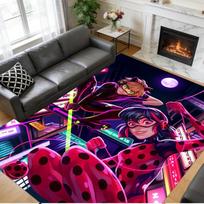 Miraculous Ladybug Print Crystal Velvet Plush Rug Anti?Slip Wear?Resistant Floor Carpet For Indoor Household Home Decoration 120cmx160cm