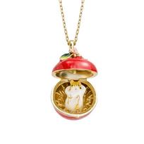 Hidden Animal Locket Pendant Necklace Openable Gold Clavicle Chain  Birthday Gift Style 2 beige