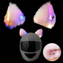 2 vnt. Motociklo šalmo pliušinės katės ausys su spalvotu LED apšvietimu Motokroso šalmas Pilno veido Off-road šalmo dekoracija White Colorful Light gray