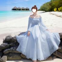 Sanya Qinghai Super Immortal Seaside Holiday White Fairy Dress Slim New Summer Sweet Temperament Chiffon Dress S recommend 40-47kg gray
