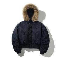 Unisex žieminė pūkinė striukė su dirbtinio kailio gobtuvu, trumpa, oversized, gatvės stiliaus paltas vyrams, moterims Medium juoda