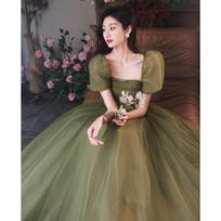 Mori evening dress fairy fairy delicate and generous host fairy adult ceremony green small thin art test skirt XS žalia