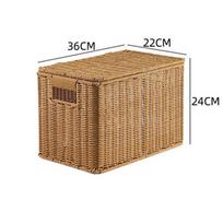 Didelė plastikinė laikymo dėžė su dangčiu, pintas dizainas, organizatorius, spinta, spintelė, svetainė, nesilankstanti, apsauganti nuo dulkių Light Coffee Color with Lid, 36x22x24cm beige