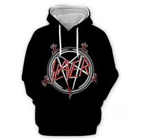 SLAYER ROCK gobtuvėliai Vyriški 3D spausdinimo vyrai moterys džemperis laisvalaikio permatomas vyriški drabužiai gatvės mados gobtuvas XXXL gray