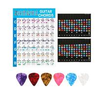 Spalvomis koduota gitaros praktikos akordų lentelė Padengtas popierius Atramos vadovas Pradedantiesiems with Sticker Set