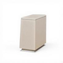 Square Trash Can, Press Top Lid, Small Wastebasket for Bathroom, Bedroom, Kitchen White Khaki Rectangular white