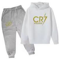 Ronaldo CR7 Print Football Idol Clothing Children Hoodie 2pcs Set Pants Suit Kids Boys Tracksuit Girls Clothing Sport Tracksuits 160 black