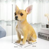 Dobermanas Čihuahua Šuo Statulėlė Imituoti Gyvūnai Ornamentai Stalo Dekoracija Kūrybinga Šuniuko Skulptūra Kambario Estetinis Dekoras beige