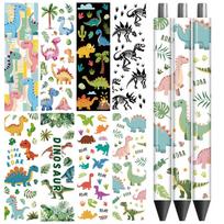 1set 12pcs Plastic Rub on Transfer Stickers Waterproof Cup Wrap Transfer Decals Dinosaur 160x120mm