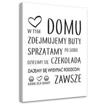 Canvas print In This House Lettering Typography 40x60 juoda/balta