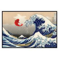 Japonijos stiliaus Didžiosios bangos Kanagavos banglenčių drobės tapyba Plakatas Klasikiniai paveikslai Spaudiniai Katsushika Hokusai tapytojas namų dekoras 60X90cm Unframed gray