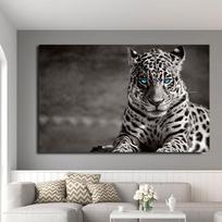 Leopardo paveikslai Žalios akys Juoda ir balta Gyvūno drobės tapybos plakatai ir atspaudai svetainei, namams, laukinės gamtos sienos menas 60cm×120cm NoFrame