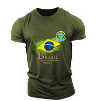 BRASIL vasaros vyriški marškinėliai Brazilijos nacionalinės herbo vėliavos 3D spausdinimas laisvalaikio marškinėliai apvaliu kaklu Madingi megztiniai vaikiški drabužiai 5XL gray
