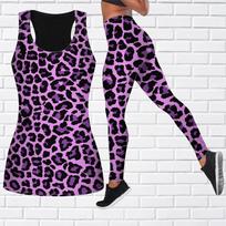 Yellow Leopard Print Jogos apranga moterims Madinga Treniruotės Antblauzdžiai Fitnesas Sportas Kasdieninės jogos kelnės XL violetinė