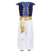 Vaikų berniukų arabų princo kostiumai, kepuraitė, rankovės, liemenė, liemenė su kelnėmis Helovino karnavalo Cosplay teminiam vakarėliui 12-14 Years karališkos mėlynos spalvos