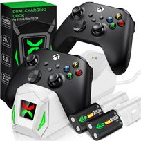 Dvigubas greitas įkroviklis, skirtas Xbox One X/S/Elite Xbox Series X/S belaidis valdiklis 2X2550mAh įkraunamas akumuliatorius, skirtas Xbox One gray