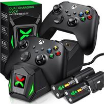 Dvigubas greitas įkroviklis, skirtas Xbox One X/S/Elite Xbox Series X/S belaidis valdiklis 2X2550mAh įkraunamas akumuliatorius, skirtas Xbox One gray