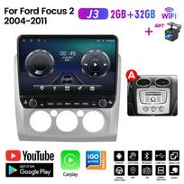 Automobilinis radijas Android skirtas Ford Focus 2 2004-2011 Su mygtuko rankenėle 10 colių daugialypės terpės grotuvas Navigacija GPS Carplay 2+32GB A black