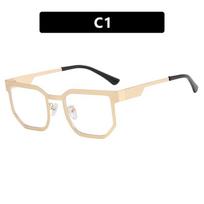Women's Glasses Metal Square Irregular Flat Glasses Anti-Blue Light New Glasses Frames Steampunk Glasses Metal Glasses Frames Female beige