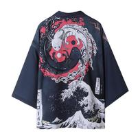 Japoniškas kimono retro krano raštas plonas paltas Haori Hanfu kostiumas apsiaustas vyriškas vasaros kinų stiliaus naujas Tang kostiumas, daoistinis chalatas L white