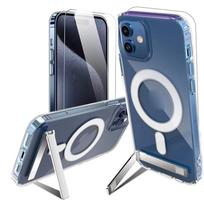 Skaidrus magnetinis telefono dėklas su atlenkiama atrama, ekrano apsauga iPhone 15 14 Pro max Plus 13 12 Mini 11 MIL-Drop apsauginis dangtelis For iPhone 13 Mini gray