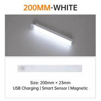 LED naktinis apšvietimas 10/20/30/50cm judesio jutiklis USB įkraunamas itin plonas belaidis spinta virtuvės spintelė naktinis šviestuvas 200mm balta
