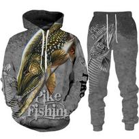 Vyriški gyvūnų ešerių karpių žvejyba 3D spausdinimas mados Fisher sportinis kostiumas unisex džemperis bėgimo kelnės 2 vnt Lauko drabužių rinkinys S-6XL 4XL black