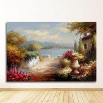 Drobės sienos paveikslas gyvenamojo kambario dekoravimui Plakatas ir spaudiniai Abstraktus Viduržemio jūros sodo kraštovaizdžio aliejinis paveikslas 60x90cm No Frame