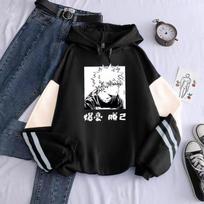 Anime Mano Herojus Akademija Katsuki Bakugo Spausdintas Gobtuvu Vyriškas Moteriškas Lopininis Džemperis Didelio Dydžio Gatvės Drabužiai Harajuku Vyriškas Džemperis S juoda