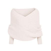 Megztas šalikas su rankovėmis nuo pečių Vienspalvis Sexy Sweater Wrap Šalikas Šalikas rudens žiemos šiltas megztinis šalikas white