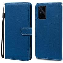 For Realme GT 5G dėklas Odinis atverčiamas piniginės dėklas For Realme GT 5G dangtelis Telefono dėklas For Realme GT 5G dangtelis Coque Fundas For Realme GT 5G tamsiai mėlyna spalva