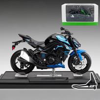 1/12 mastelio Kawasaki Z1000 žaislinis motociklas, miniatiūrinis lieto metalo modelis, su garso ir šviesos efektais, kolekcinis, dovana berniukui, vaikui, pomėgiams mėlyna