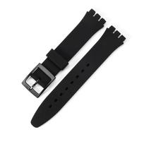 Silikoninė laikrodžio apyrankė Swatch laikrodžiui: 16mm, 17mm, 19mm, 20mm Dirželio Priedas 17mm (Includes Tool) black
