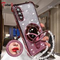 Samsung Galaxy A16 A26 A36 A56 A06 A15 A25 A35 A55 A14 A24 A34 A54 A05 5G dėklas Veidrodinis magnetinis telefono laikiklis Apyrankės dangtelis A06 rožinė