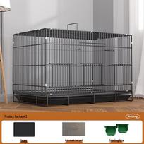 Ypač didelis triušių ir jūrų kiaulyčių narvas su tualetu - Erdvus naminiams gyvūnėliams Black 50# (51*34.5*39cm) with Tray, Mat, Feeder