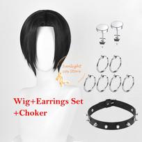 NANA Oosaki Nana Cosplay perukas 28cm Juodas Nana Osaki Anime Cosplay perukai Atsparus karščiui sintetinis plaukas Helovino perukas + Peruko kepuraitė One Size white