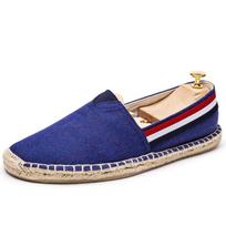 Vasaros Nauji Lino Vyriški Laisvalaikio Batai Rankų Darbo Nėriniai Žvejo Batai Madingi Laisvalaikio Plokščiapadžiai Espadrilės Vairavimo Batai667 44 blue