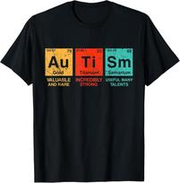 Autizmo elementų periodinės lentelės sąmoningumo ASD vyrams ir moterims dovanų unisex marškinėliai S blue
