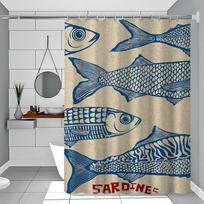 Retro virtuvė žuvis mėlyna sardinės raudona omaras tunas paprastas dušo užuolaida vonios dušo užuolaida lengvai valoma šveičiama lengvai nepermatoma 90x180 cm