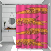 Retro virtuvė žuvis mėlyna sardinės raudona omaras tunas paprastas dušo užuolaida vonios dušo užuolaida lengvai valoma šveičiama lengvai nepermatoma 90x180 cm pink