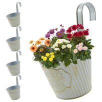 5 vnt. Metalinis kabinamas gėlių vazonas Lauko apvalus kabinamas sodintuvas su skylute nutekėjimui ir nuimamu kabliuku Sodo dekoracija brown