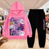 KPop Demonų Medžiotojai Vaikų Hoody Rinkinys Berniukams Paaugliams Mergaitėms Hoody Palaidinės Su Kelnėmis Sportinis Kostiumas Vaikų Rudens Drabužiai 2vnt 140cm rožinė