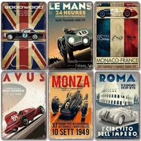 Vintažiniai metaliniai skardos ženklai Lenktyninio automobilio plokštelė Dekoras F1 lenktynių trasos metalinis plakatas Sienos menas garažui 20x30cm（7.8x11.8inch） black