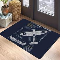 Aviacijos temos kilimėlis - Spitfire lėktuvas Vaivorykštės juostelės Skrydžio maršrutas Pilotas Kolekcionierius Dekoratyvinis namų dekoras Kilimas 40x60cm brown