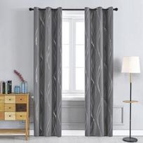 Prabangios sidabrinės tamsinančios užuolaidos - Didelio tikslumo žakardas su metaline folija, 100% blokuojančios šviesą ir izoliuojančios 132 x 160cm (400g) pilka