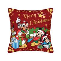 Kawaii  Mickey Mouse Christmas  Square Pillow Covers Polyester Home Cartoon  Cushion Case Creative Decorative Pillow Cover 40*40 30cmx30cm brown