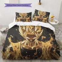Son Goku Rašto Patalynė, Antklodės Komplektas Antklodės Užvalkalas Pagalvės Užvalkalas Namų Gimtadienio Dovana (1 * antklodės užvalkalas + 2 * pagalvės užvalkalai, be šerdies) 135x200cm