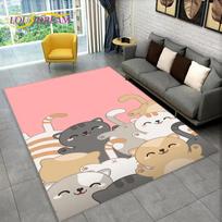 Mielas katės animacinis kilimas, kilimas svetainei, vaikų miegamajam, sofai, durų kilimėlis dekorui, neslystantis grindų kilimėlis vaikams žaisti ir ropoti 40x60cm(15x23in) black