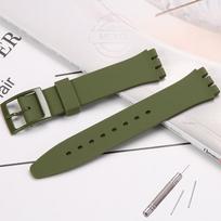 Silikoninė laikrodžio apyrankė Swatch 17mm 19mm 20mm Sagtis Atspari vandeniui Apyrankė Riešo dirželis Laikrodžio priedai 17mm gray